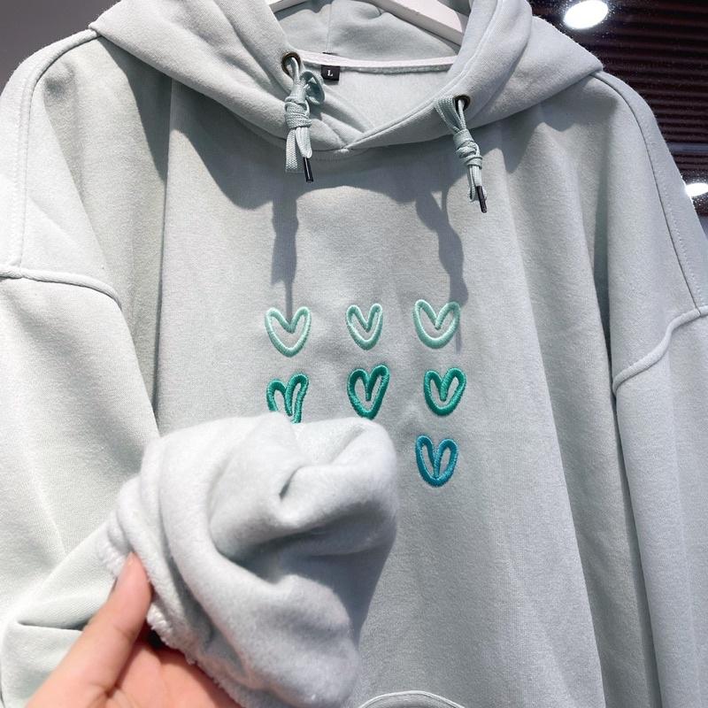 Áo hoodie trái tim màu xanh unisex ảnh thật SSSTore