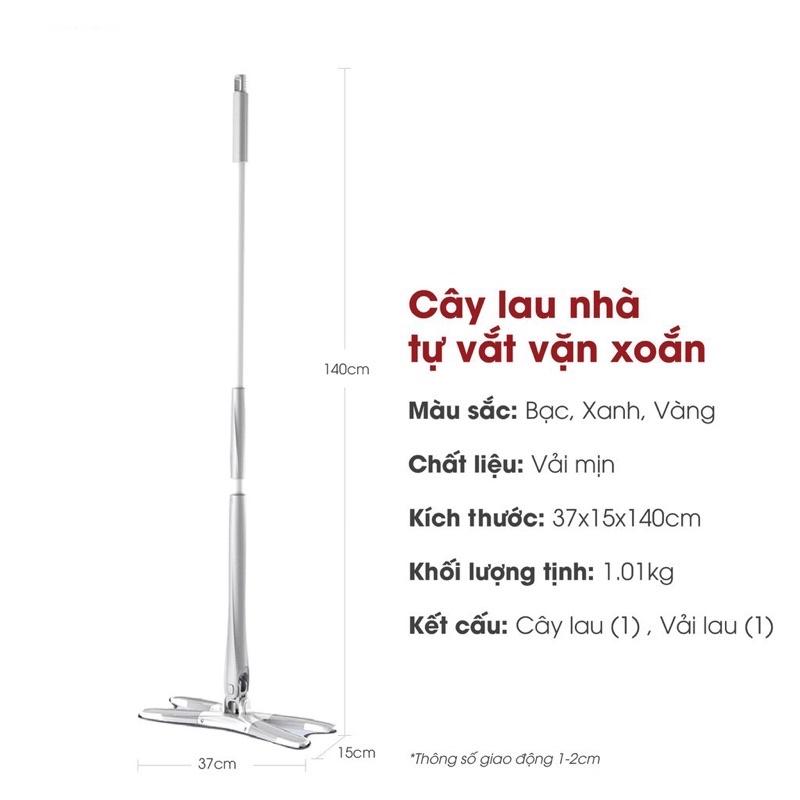 Cây chổi lau nhà chữ X, chổi lau nhà thông minh tự vắt chính hàng SPIN.MOP cao cấp