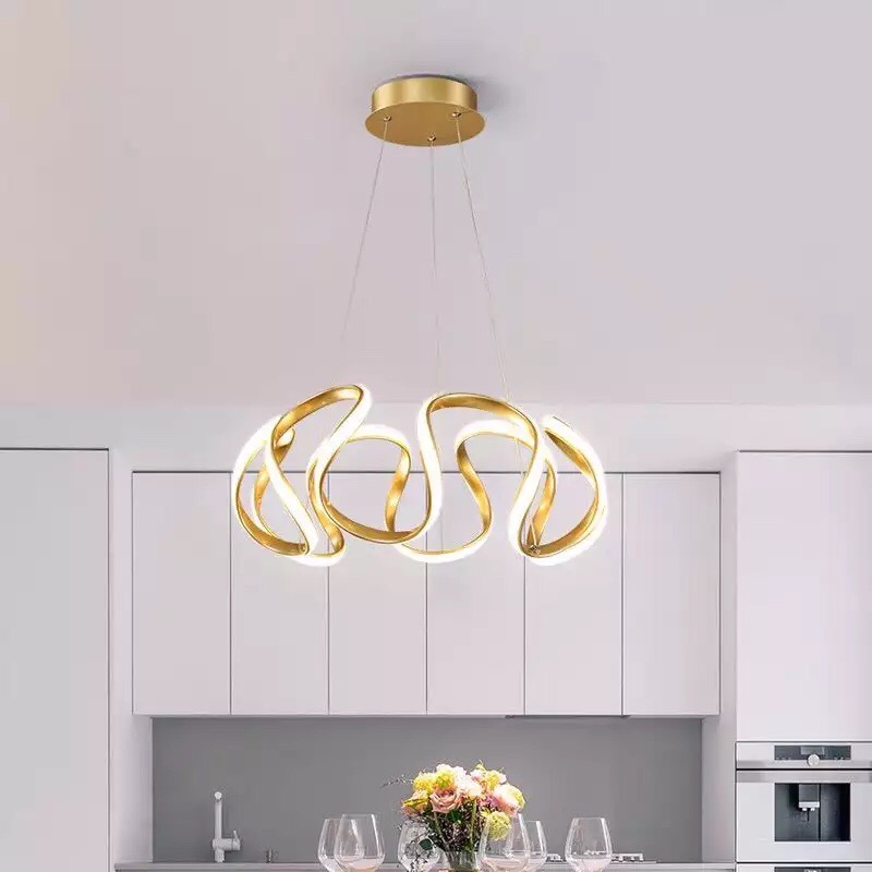 Đèn thả led hiện đại thiết kế uốn lượn độc đáo trang trí phòng khách, bàn ăn, nhà hàng, quán cafe DY3046