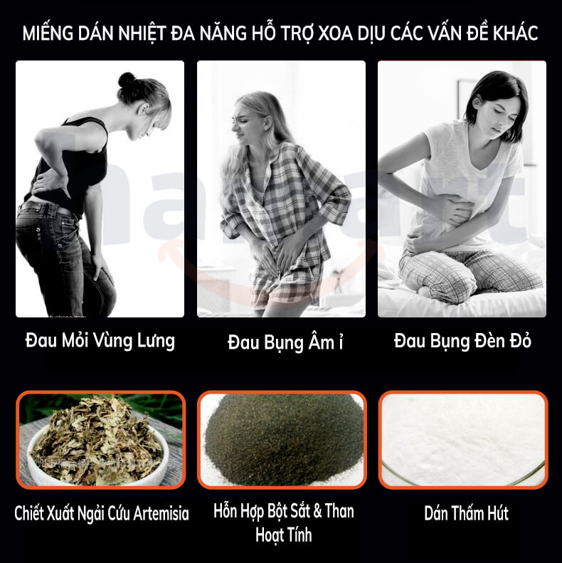 COMBO 2 Miếng Dán Nhiệt Miếng Dán Đau Bụng Kinh Hamart Giữ Ấm Cơ Thể Tiện Dụng Nóng Lâu