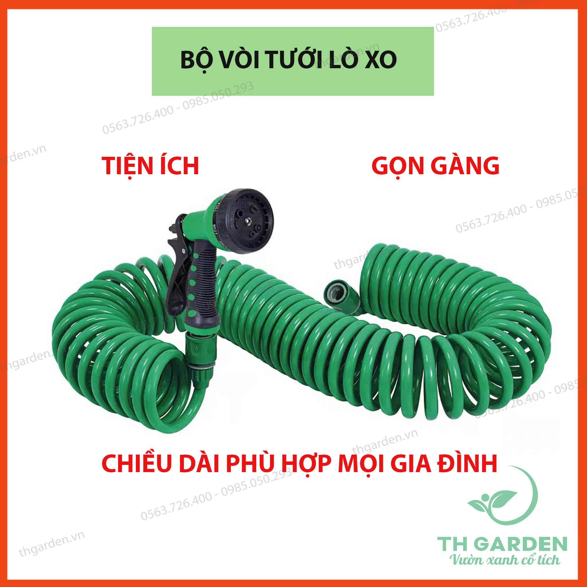 Vòi tưới cây đa năng TH Garden - Vòi xịt nước tưới cây 7 chế độ - Lò xo co giãn chịu áp - Xịt rửa xe đa năng