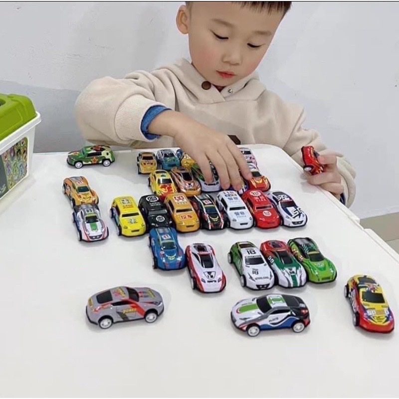 Combo hộp  30  xe ô tô đồ chơi chạy đà kéo lùi chất liệu hợp kim , nhỏ nhắn xinh xắn tổng hợp nhiều loại xe cho bé 