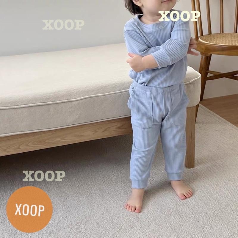 Bộ dài tay chất gân tăm- Bộ dài tay xoop  quần có túi hộp cho bé  BD21