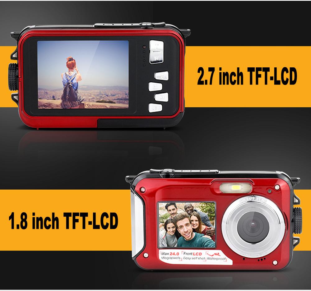 Máy ảnh kỹ thuật số không thấm nước để chụp ảnh màn hình kép 48MP Máy ghi hình ảnh ngoài trời Camcorder 1080p Cam Anti Shake