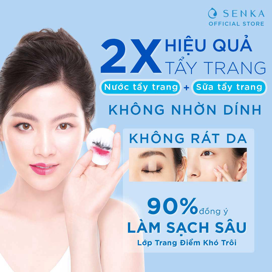 Nước sữa tẩy trang 2 lớp Senka Milky 230ml tặng Sữa rửa mặt Senka Perfect Whip 50g