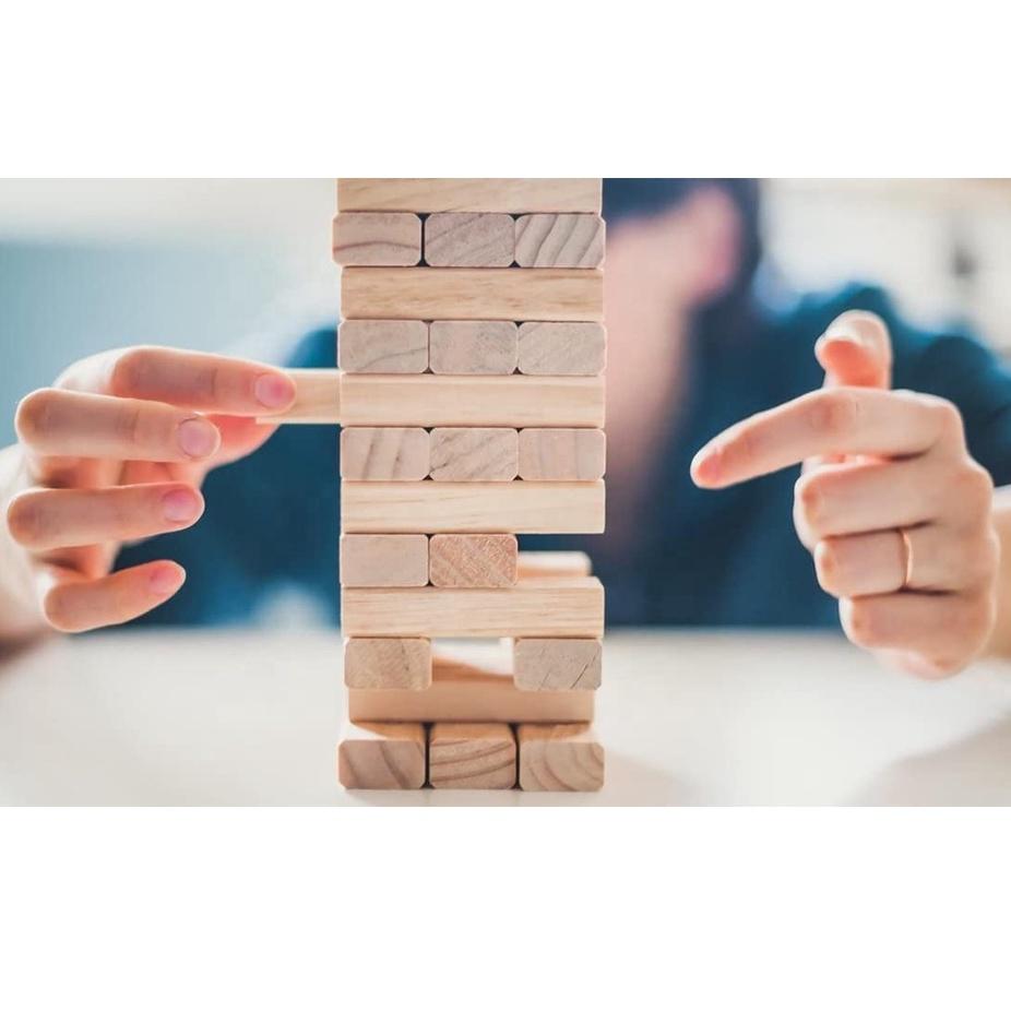 Bộ Rút Gỗ Loại To Và Xếp Hình Domino 2 in 1 - Cực Kỳ Thú Vị, Chất Liệu Gỗ Thông 100%.