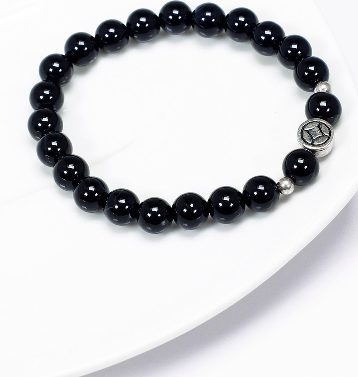 Vòng tay cho bé đá obsidian charm bạc mệnh thủy, mộc - Ngọc Quý Gemstones