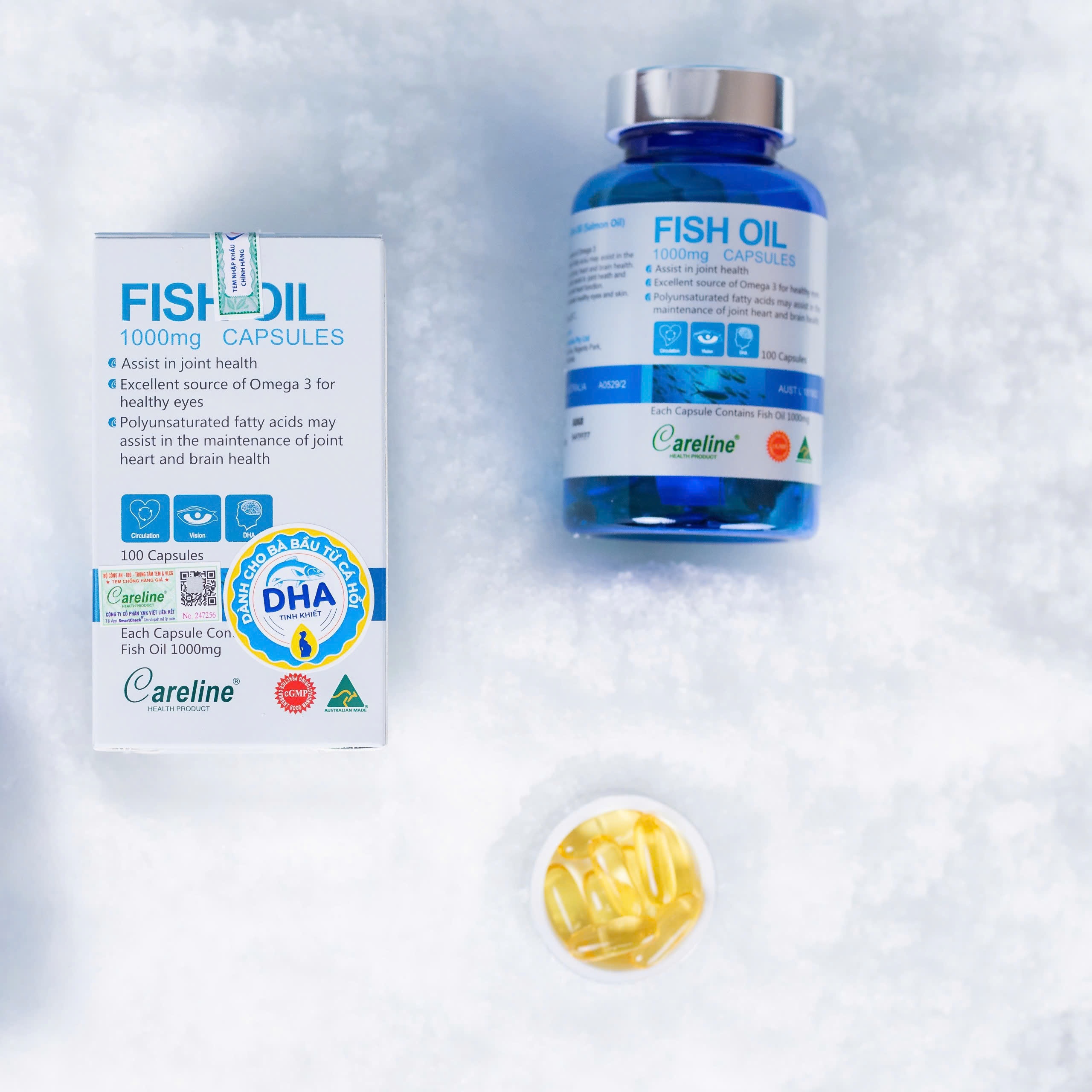 Viên dầu cá bổ sung DHA EPA cho bầu Careline Fish Oil 100 viên phát triển trí não thị giác thai nhi