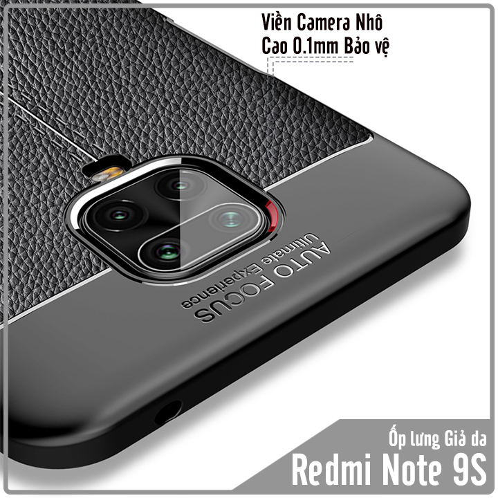 Ốp lưng cho Xiaomi Redmi Note 9S - Redmi Note 9 Pro Giả da chống sốc Auto Focus