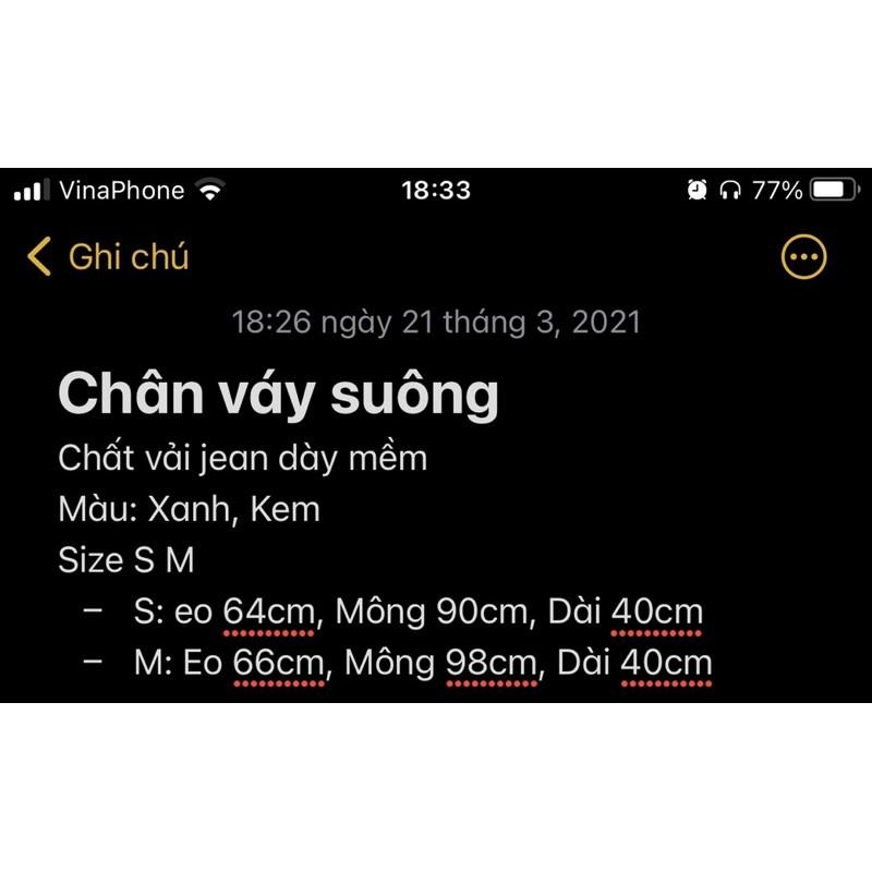 Chân váy ngắn dáng suông chất jean