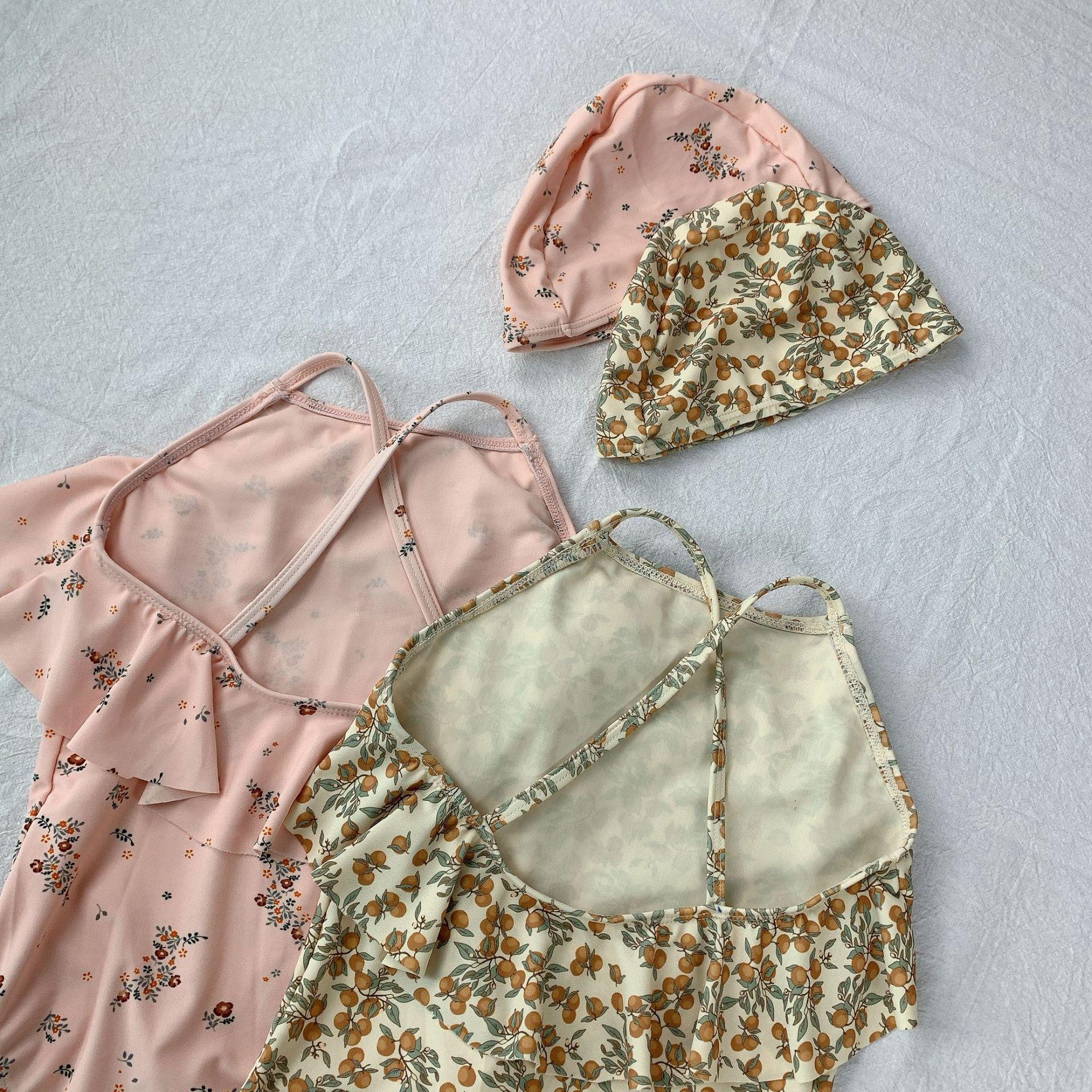 2021 Mới Mùa Hè Cho Bé Gái In Hoa Đồ Bơi Vai Tắt Trẻ Em Áo Liền Quần Kỳ Nghỉ Quần Áo Đi Biển Có Đồ Bơi