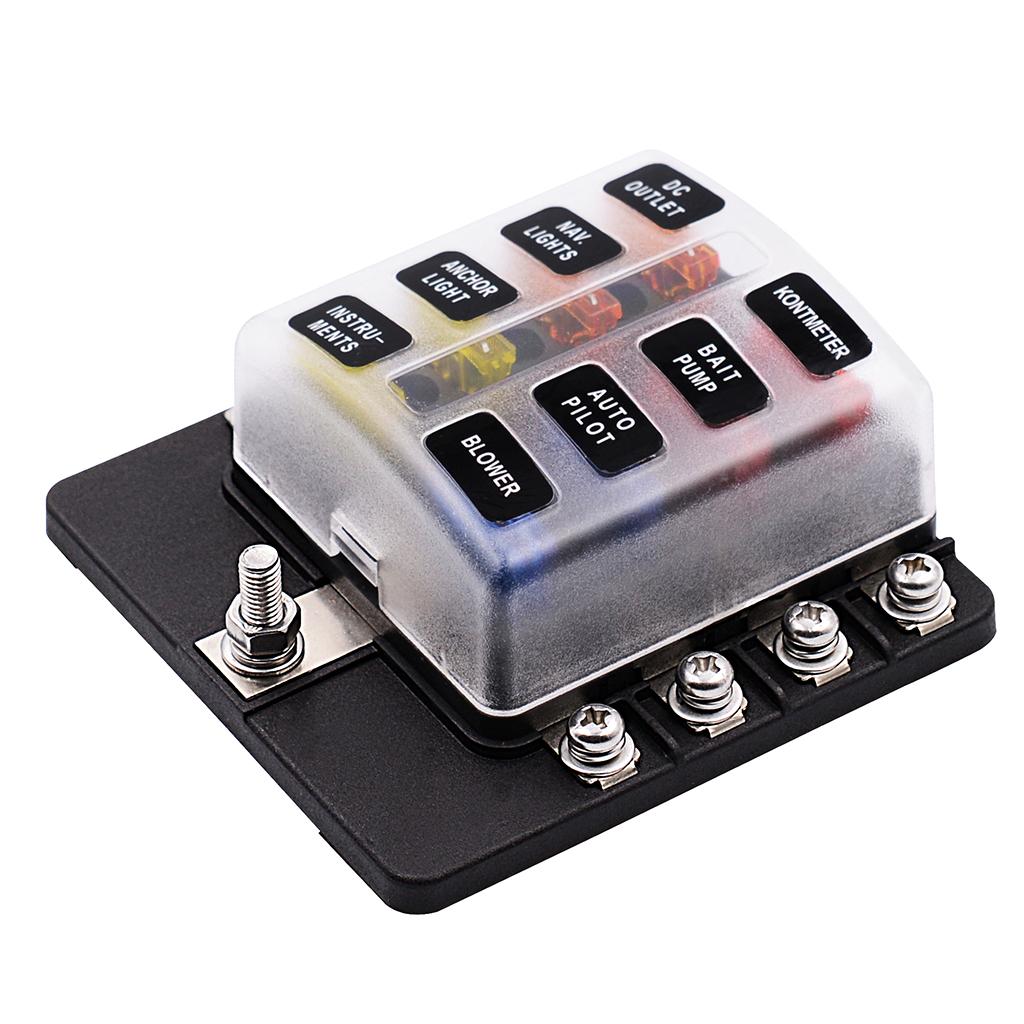 6 & 8 Way Circuit Standard ATO ATC Blade Fuse Box Block Holder Stud Terminal