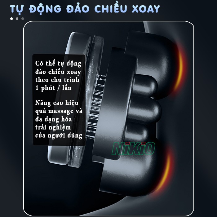 Gối Massage Hồng Ngoại, Mát Xa Cổ Vai Gáy Nikio NK-135DC - Xoa Bóp Chuyên Sâu, Hỗ Trợ Cải Thiện Đau Mỏi Nhanh, Pin Sạc Tiện Lợi