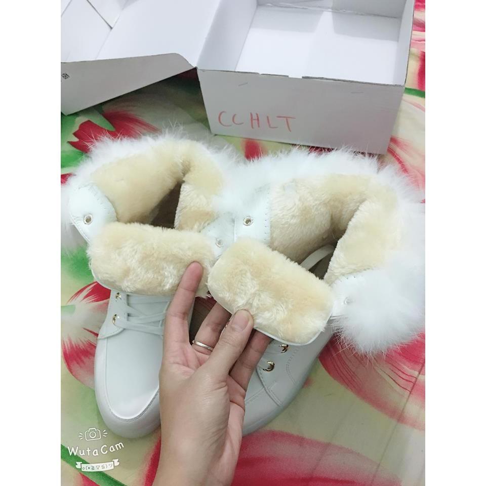 GIÀY CAO CỔ HỒ LY trắng - GIÀY PHÁT SÁNG 7 MÀU CỔ LÔNG