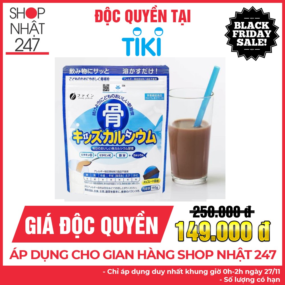 Bột canxi cá tuyết Fine cho trẻ em Nhật Bản - Tặng túi zip 3 kẹo mật ong Senjaku