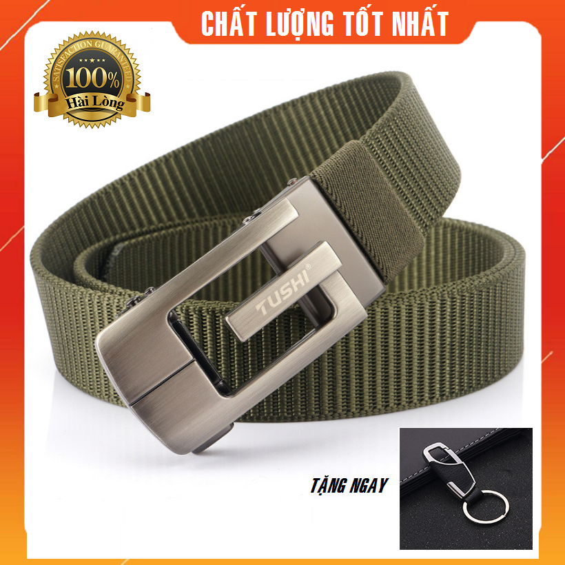 Dây nịt vải_Siêu bền_Mặt khóa gài tự động thép không gỉ chắc chắn, tiện lợi_Dây lưng vải dù cao cấp, Thắt lưng lính TẶNG MÓC CHÌA KHÓA