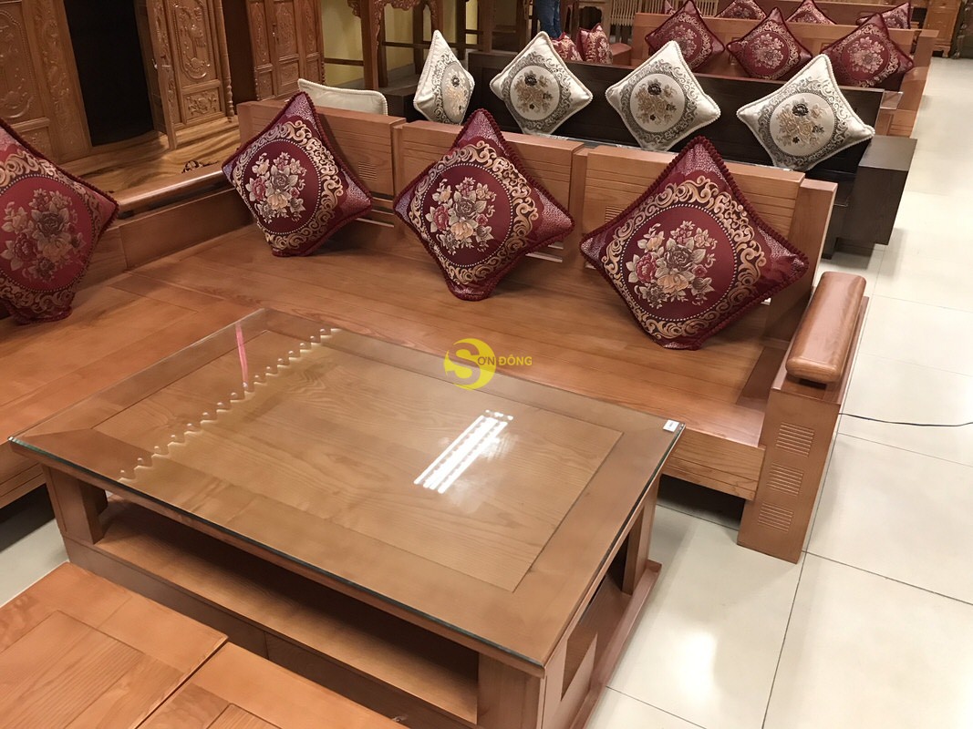 Bộ sofa góc tay trơn thanh lịch gỗ sồi Nga