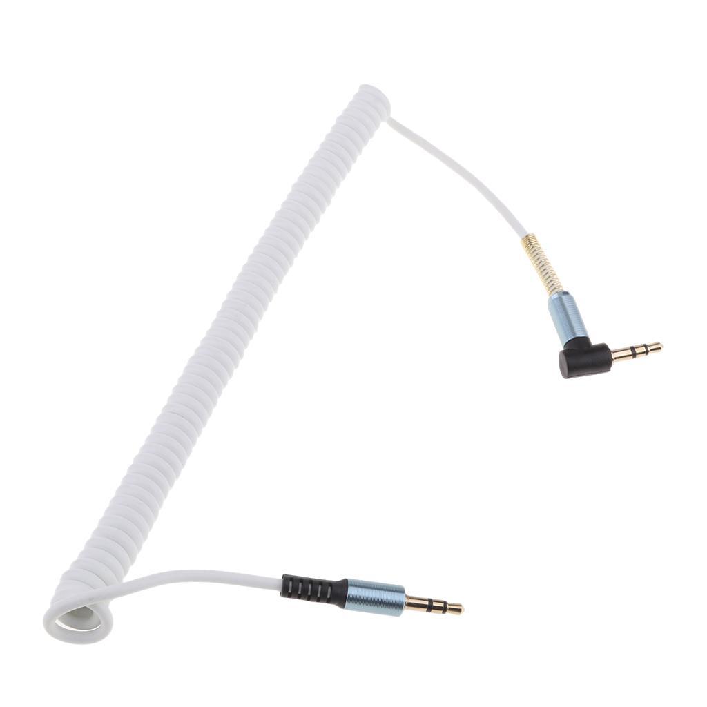 3.5mm M to M Aux Cable Cord L-Shaped Right Angle Audio Headphone White