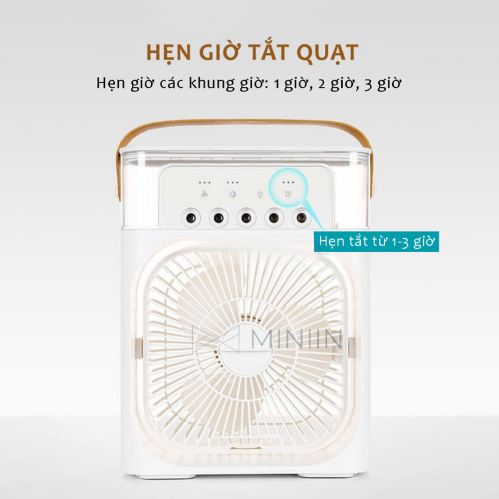 Quạt Điều Hòa Hơi Nước Mini, Quạt Phun Sương Tạo Ẩm Làm Mát Để Bàn, Hẹn Giờ Thông Minh Tích Hợp Đèn Ngủ - HÀNG CHÍNH HÃNG MINIIN