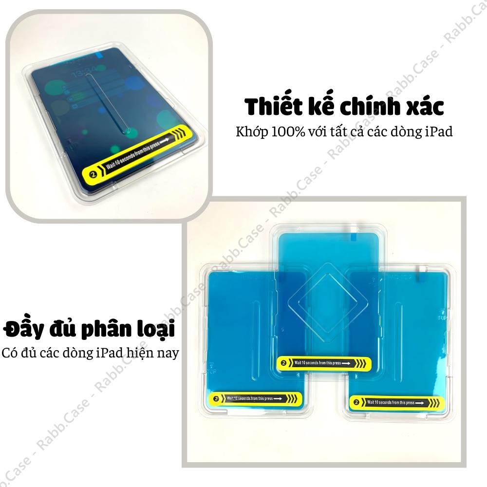 Cường lực dành cho iPad có khuôn hỗ trợ tự dán, cường lực trong suốt, vát viền 2.5D thẩm mỹ và chống nứt, mẻ cạnh