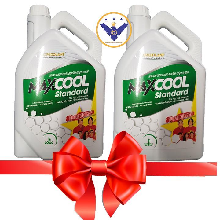 BỘ 2 can 4L nước làm mát động cơ ô tô (màu xanh ) Maxcool Standard