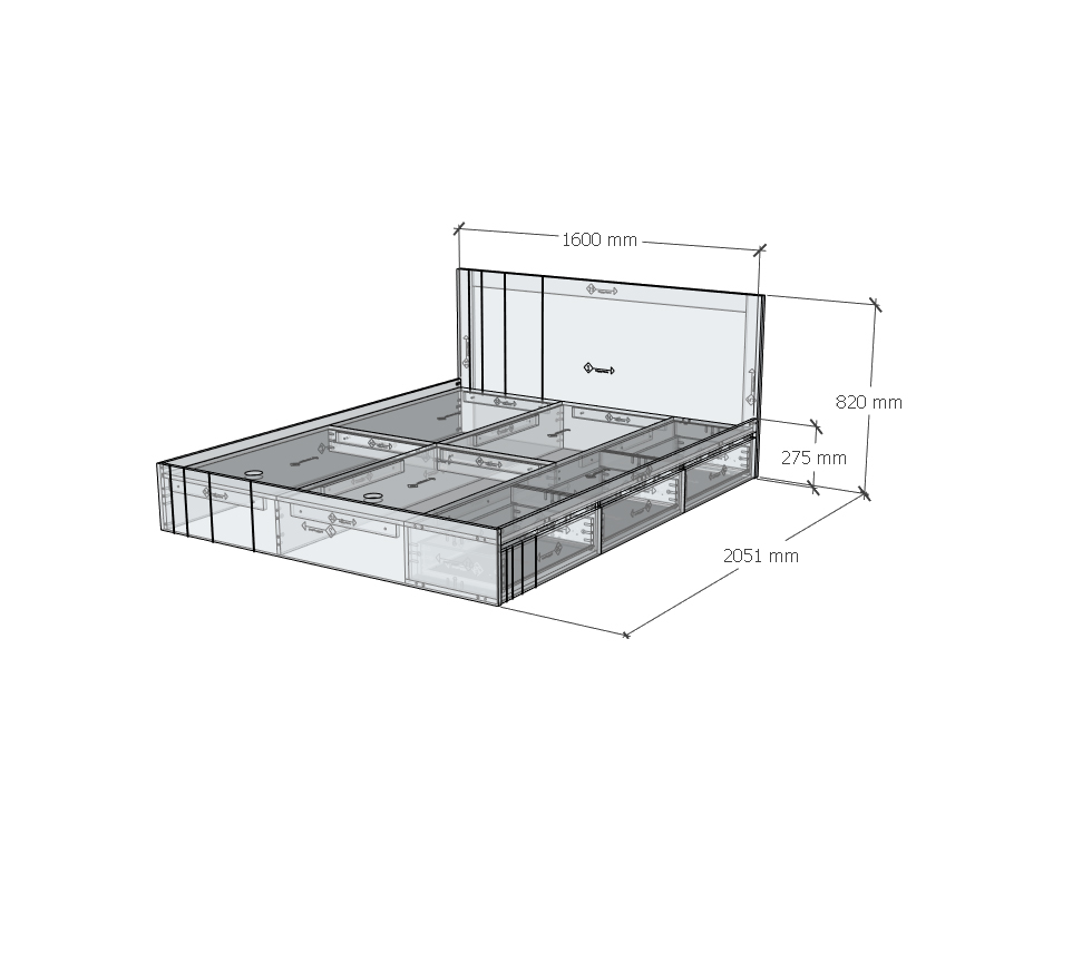 [Happy Home Furniture] JOVIE, Giường ngủ 3 ngăn kéo, GNG_150, GNG_151, GNG_152, GNG_153