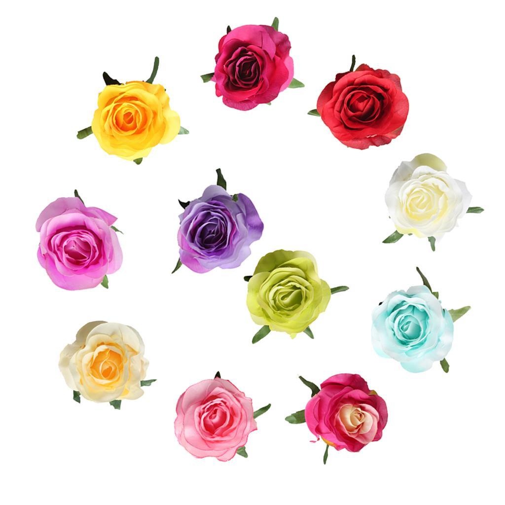 2X 10pcs Artificial Silk Rose Flower Head DIY Bouquet Wedding Decor Multi