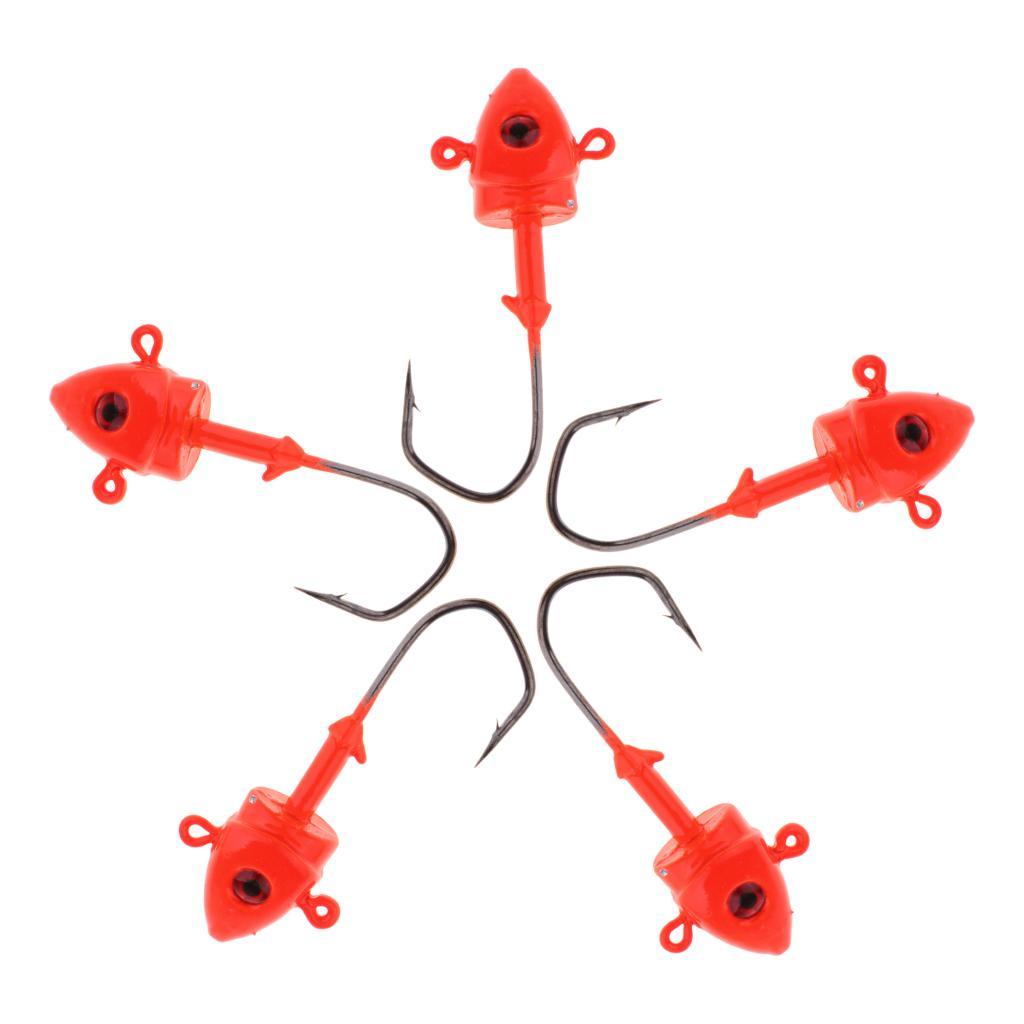 5pcs  Jigging  Hook  Red  Fishing  Hook  21g / 6cm  Weight