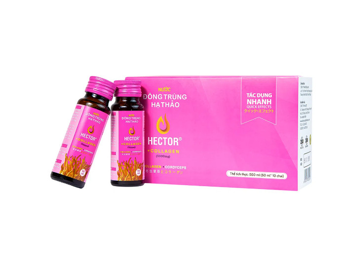 HECTOR COLLAGEN - Nước Đông Trùng Hạ Thảo Trẻ Hoá Nhanh, Bảo Vệ Da Khoẻ Mạnh hộp 10 chai