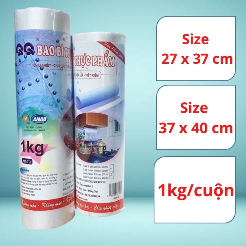 Túi đựng thực phẩm Detoco chịu nhiệt, chịu lực, tiện lợi, tiết kiệm 1kg/cuộn.