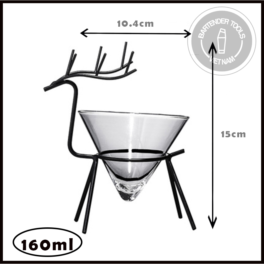 Cocktail glass -Ly thủy tinh cocktail giá hươu đỡ