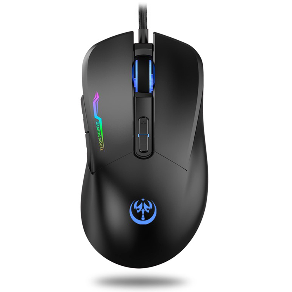 Chuột Chơi Game Có Dây 3200DPI 4 Mức DPI Có Thể Điều Chỉnh 7 Nút Nhấn, Màu Đen Sáng