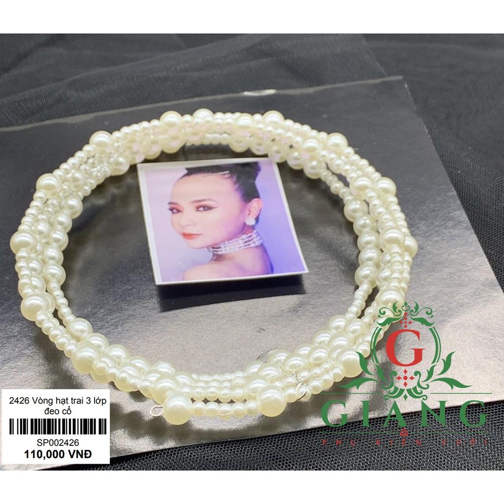 Vòng cổ hạt trai 3 lớp phụ kiện cô dâu chụp hình phụ kiện đi tiệc phụ kiện cưới Giang Sp002426