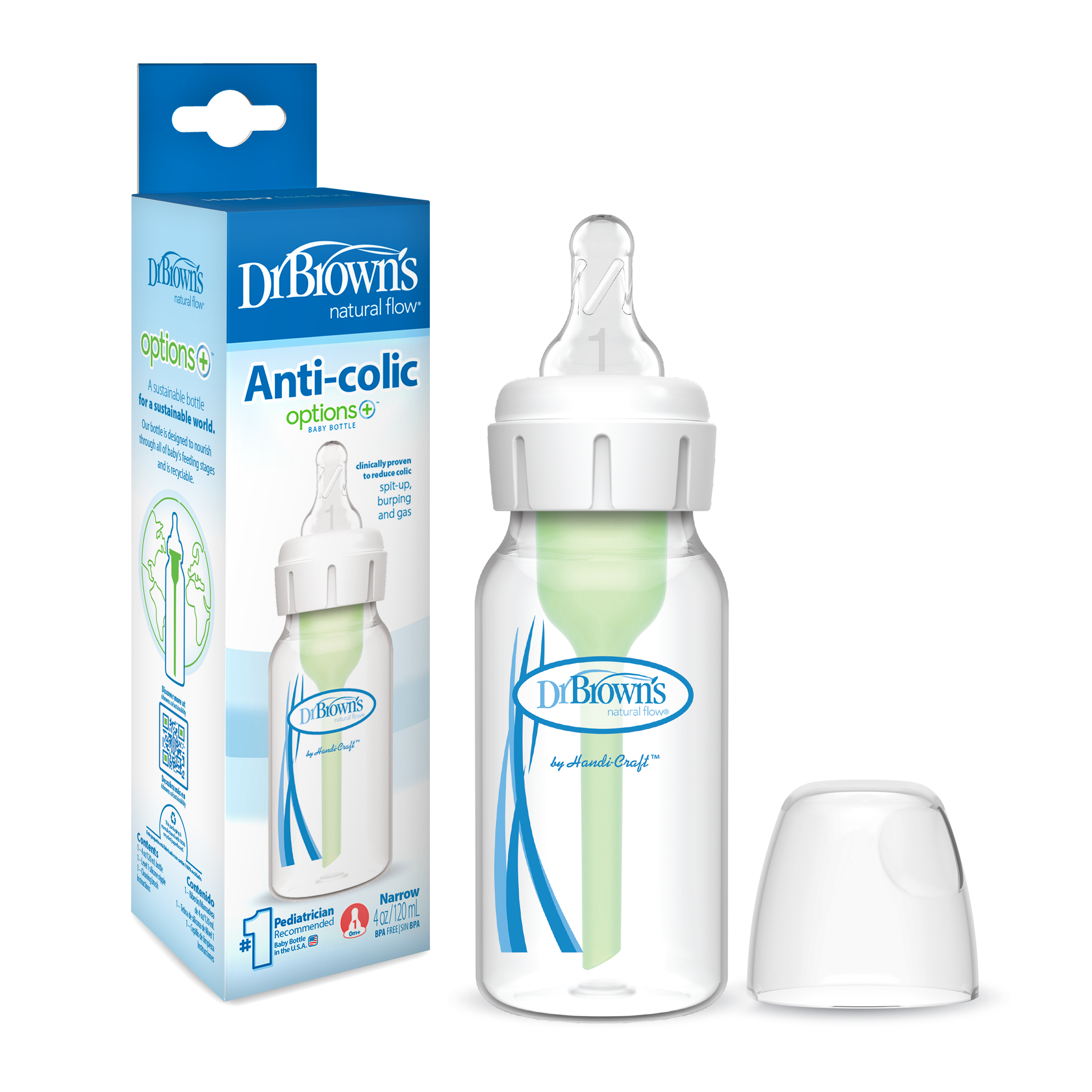 Bình sữa Dr.Brown's cổ thường 120ml nhựa PP Options Plus