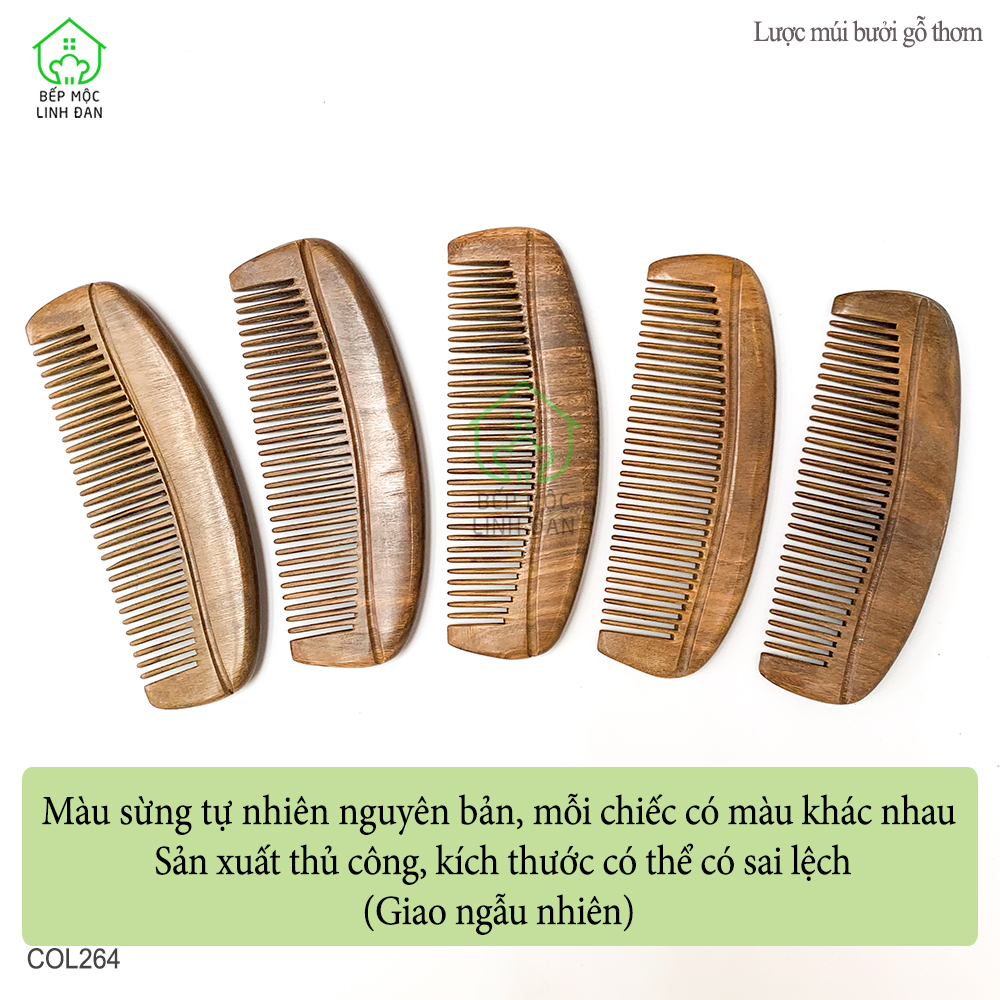 Lược Múi Bưởi Gỗ Thơm (Size: M -14cm) Có Thể Bỏ Túi Mang Theo Người - COL264