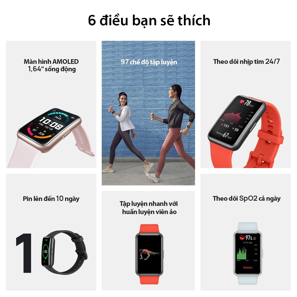 Đồng Hồ Thông Minh HUAWEI WATCH FIT Mới | Theo Dõi Spo2 Cả Ngày | Thời Lượng Pin Dài | Màn Hình AMOLED 1,64” | Hàng Chính Hãng