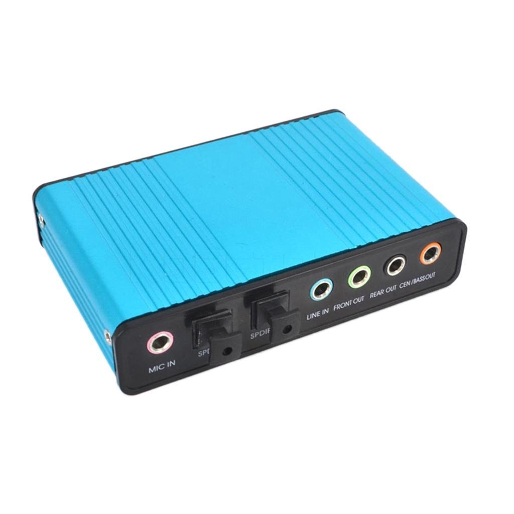 USB External Sound Card 5.1 Surround Sound Optical Audio Sound Card, Blue