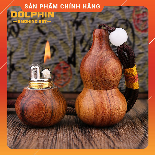 Hộp Quẹt Bật Lửa Xăng Đá Dolphin HY-633 Kiêm Móc Treo Hình Quả Bầu Hồ Lô Hút Tài Lộc Cực Đẹp
