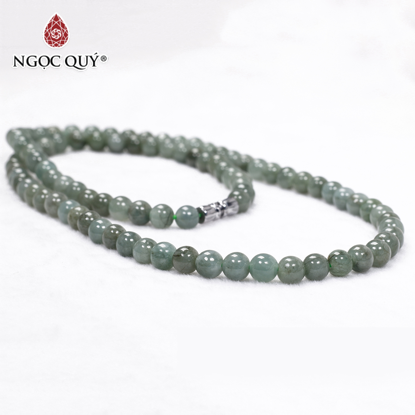 Chuỗi cổ tràng hạt cẩm thạch nước ngọc 97 hạt 6mm mệnh hỏa, mộc - Ngọc Quý Gemstones