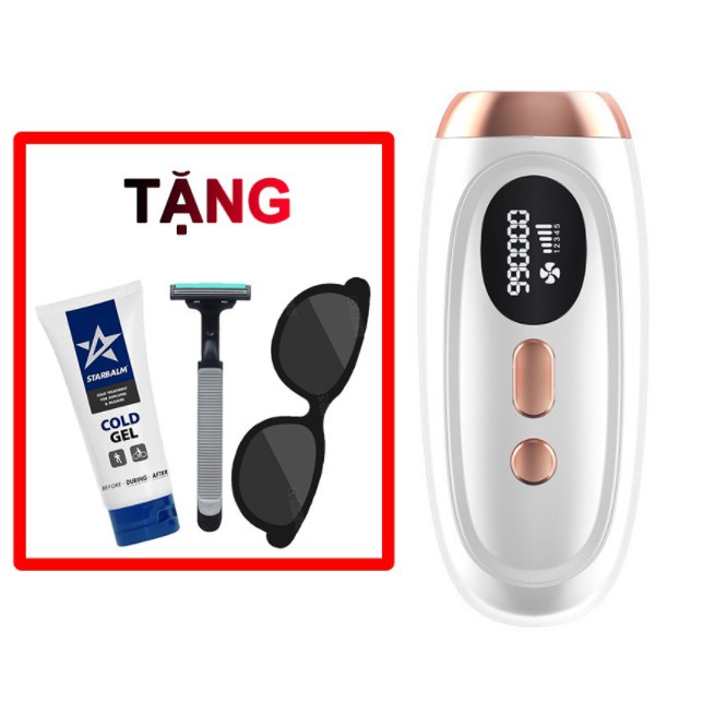 Máy Triệt Lông Vĩnh Viễn Mini Cầm Tay Tại Nhà - Máy triệt lông vĩnh viễn tặng kèm 01 gel+ 01 kính+ 01 dao cạo