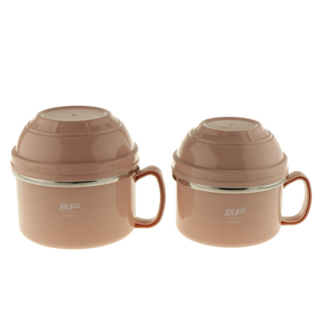 Stainless Steel Double Wall Thermal Bento Lunch Box Noodle Bowl 1200ML Pink