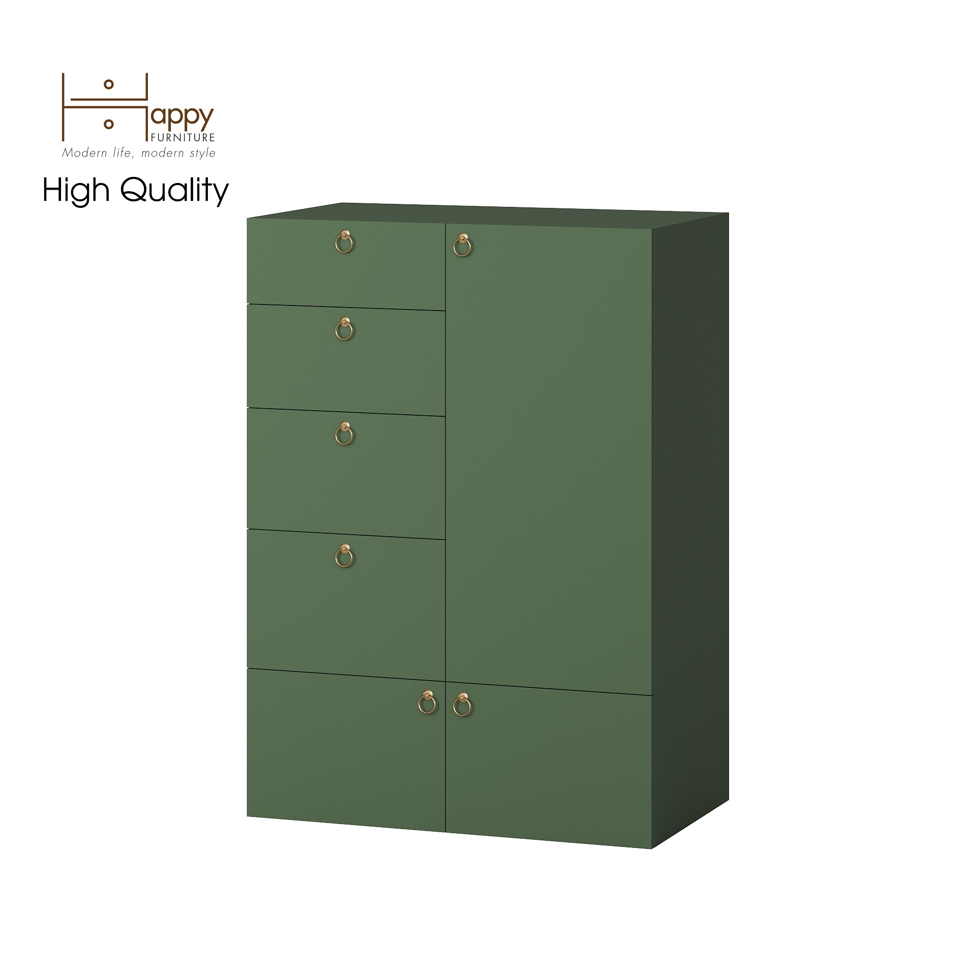 [Happy Home Furniture] WESLEY, Tủ đựng đồ 4 ngăn kéo- 3 ngăn cửa mở,  100cm x 58cm x 140cm ( DxRxC), TCM_018