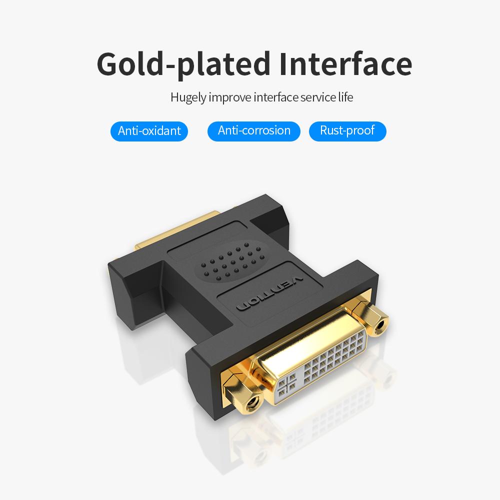 VENTION DVI Male to Female Adapter DVI24+5 Male to Female HD 1080P Converter Gold-plated Interface PVC Exterior
