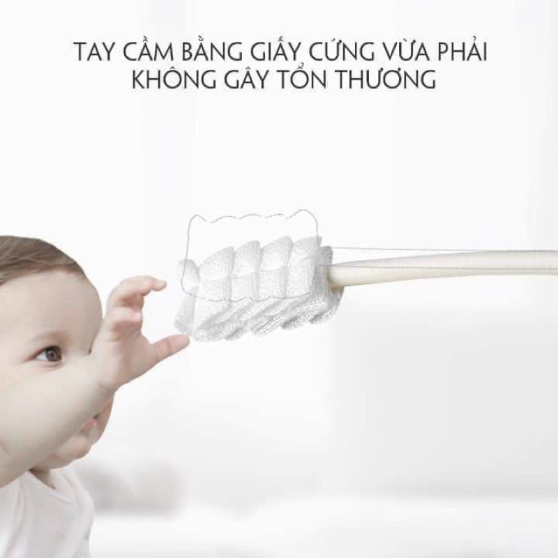 Hộp 30 gạc rơ lưỡi tiệt trùng dạng que và Vcool, que gạc rơ lưỡi thần thánh an toàn vệ sinh cho bé