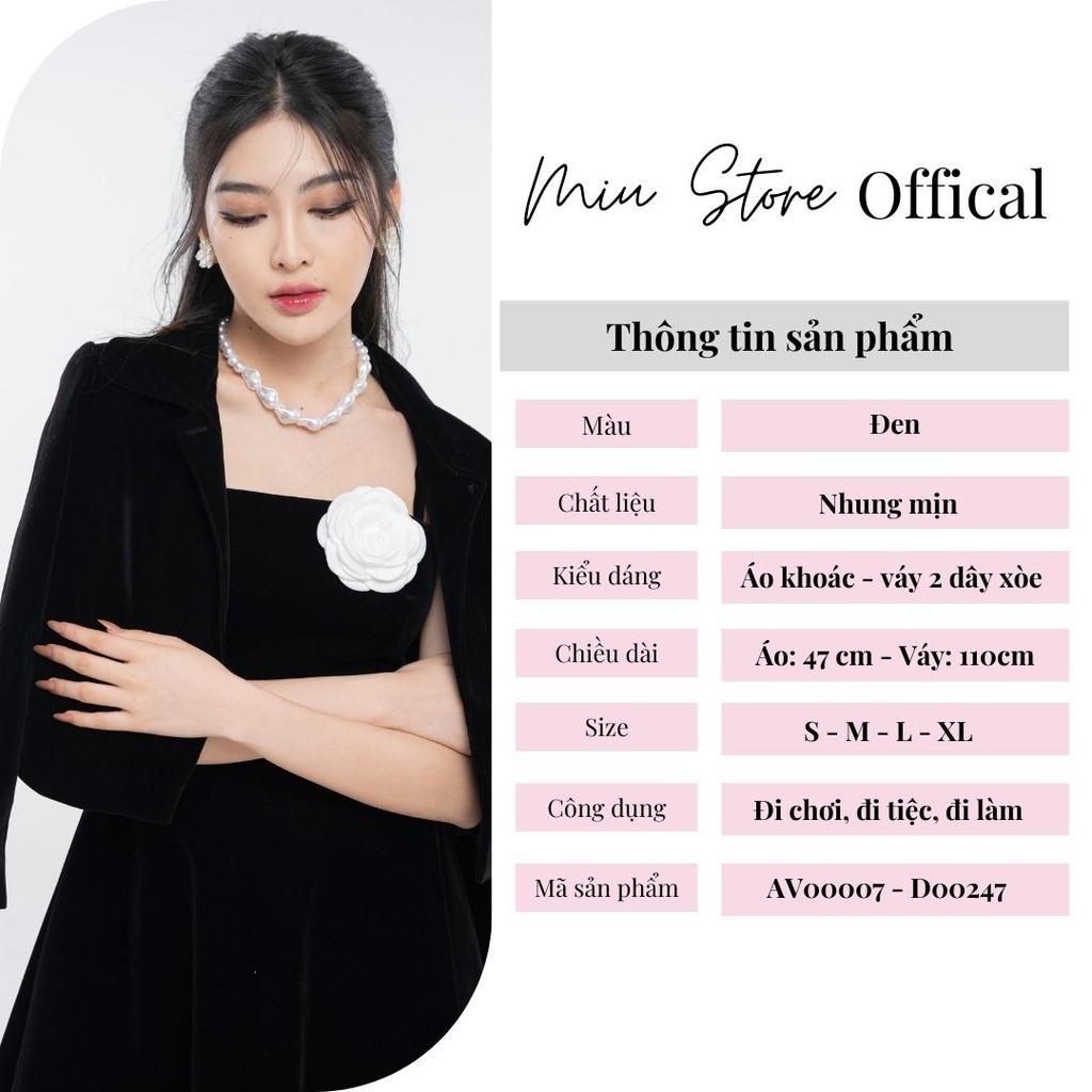 Đầm nữ thiết kế hai dây croptop nhung lì kèm vest cao cấp MIUSTORE AV00007 - D00247