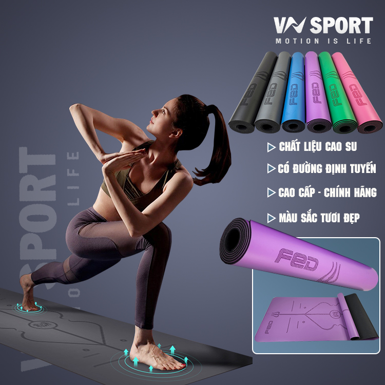 Thảm Yoga Định Tuyến Cao Cấp Fed 68Cm X 183Cm X0.5Cm - Tím - 68Cm X 183Cm X 0.5Cm