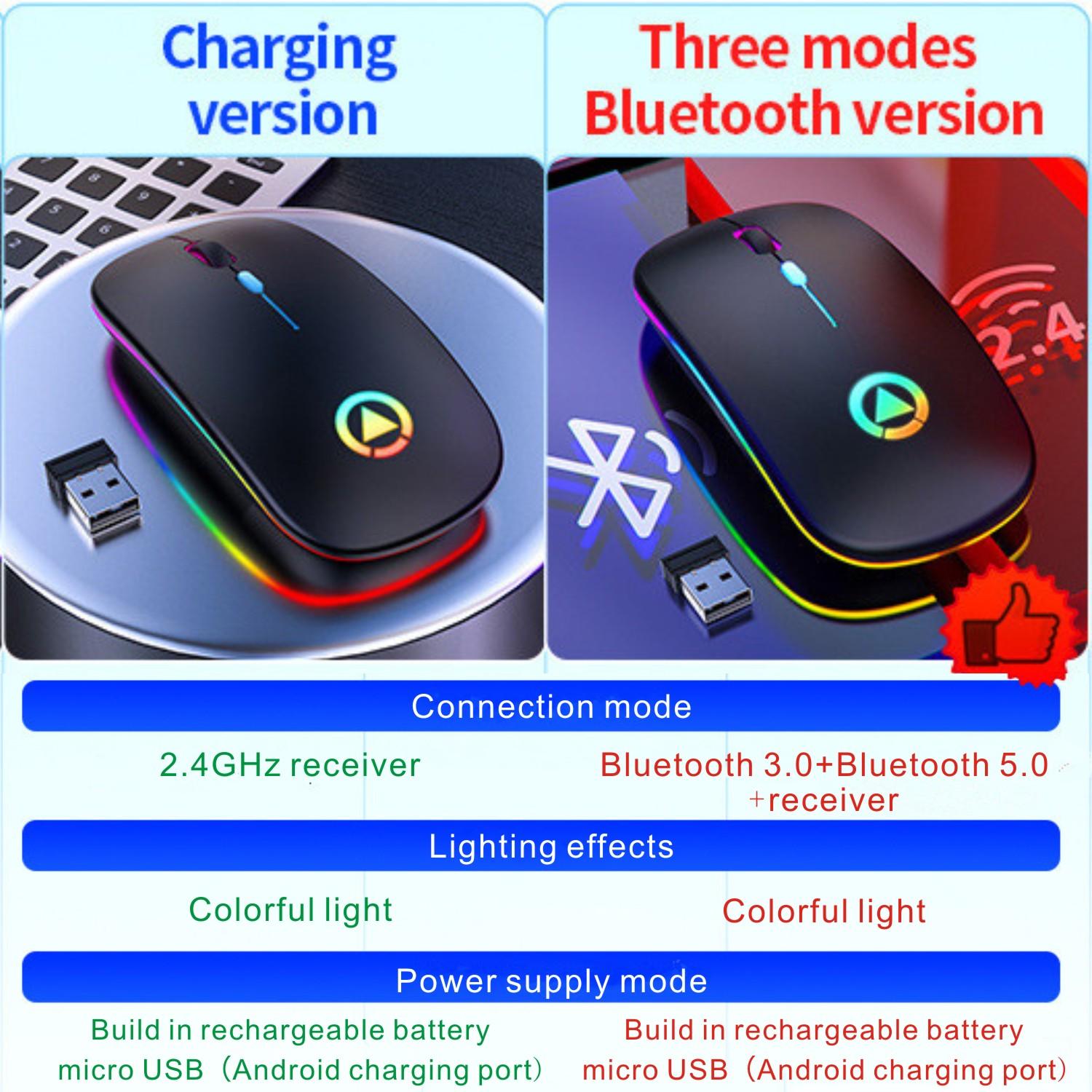 Chuột Bluetooth Không Dây Sạc Mause Với Ma Thuật Đèn Led USB Hai Chế Độ Mỏng Im Lặng RGB Ergonomic Cho Máy Tính Copmputer Laptop