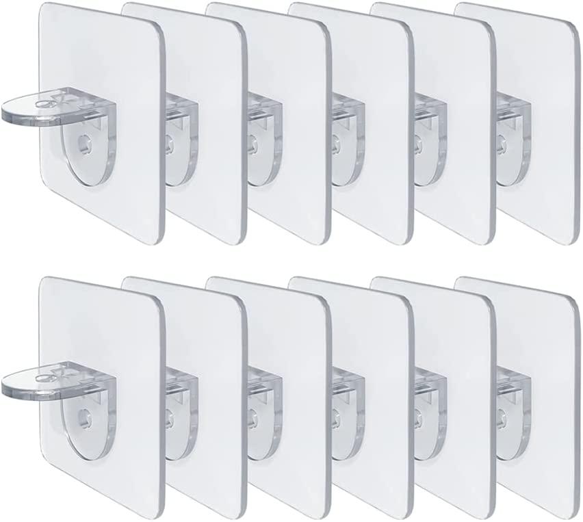 12 mảnh kệ kệ kệ kệ hỗ trợ tự dính cho tủ quần áo cơ sở, giá đỡ kính, bảng kệ, kệ lưu trữ