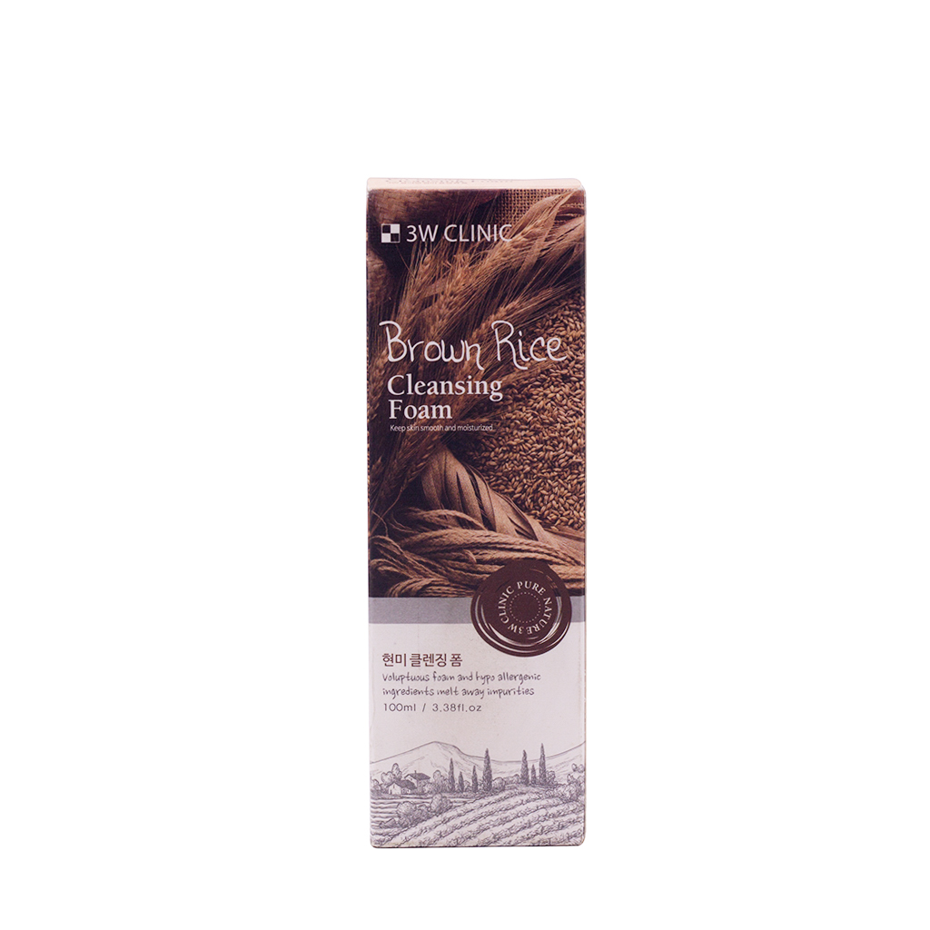 Sữa rửa mặt chiết xuất từ gạo Hàn Quốc cao cấp cho da nhạy cảm 3W Clinic Brown Rice Foam Cleansing  – Hàng chính hãng