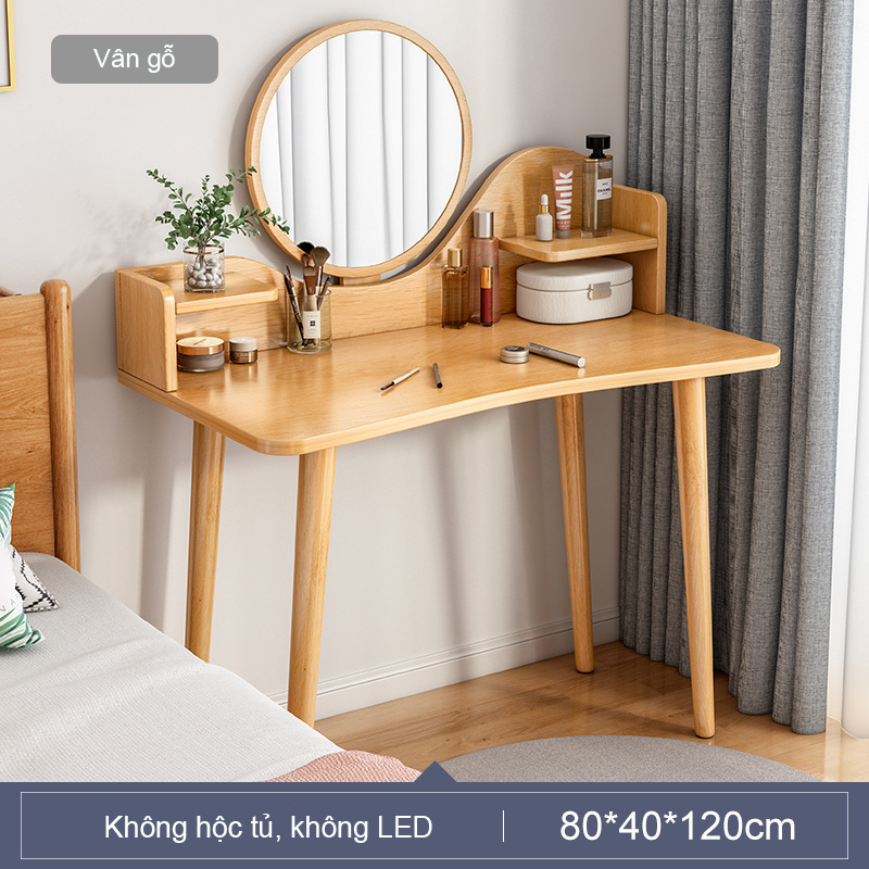 Bàn trang điểm phong cách Bắc Âu thiết kế hiện đại tích hợp đèn LED cảm ứng thông minh, chất liệu gỗ cao cấp, bền bỉ
